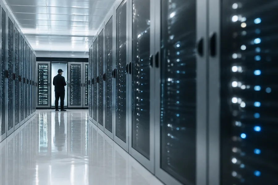 Modern server hall aisle
