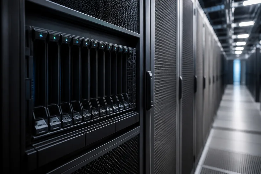 Modern server hall aisle